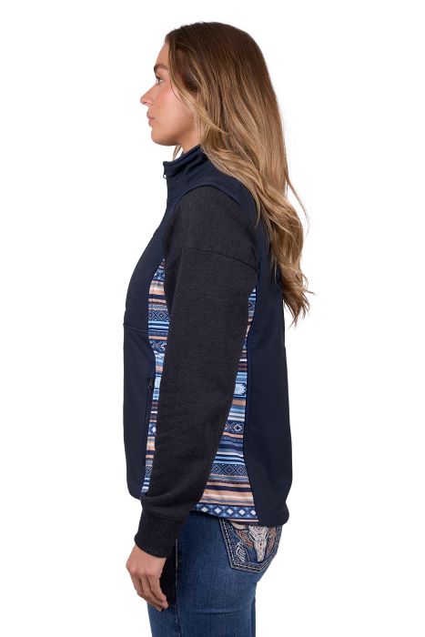 PURE WESTERN WOMENS MISHA SOFTSHELL VEST - NAVY [SZ:S]