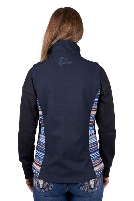 PURE WESTERN WOMENS MISHA SOFTSHELL VEST - NAVY [SZ:S]