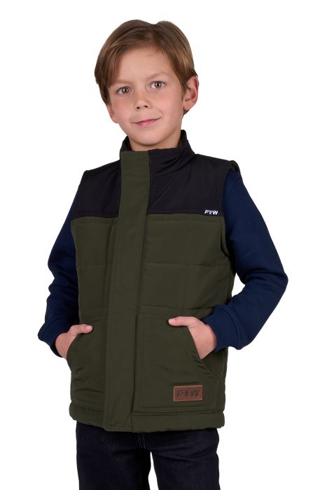 PURE WESTERN BOYS RALPH REVS VEST - GREEN/BLACK [SZ:8]