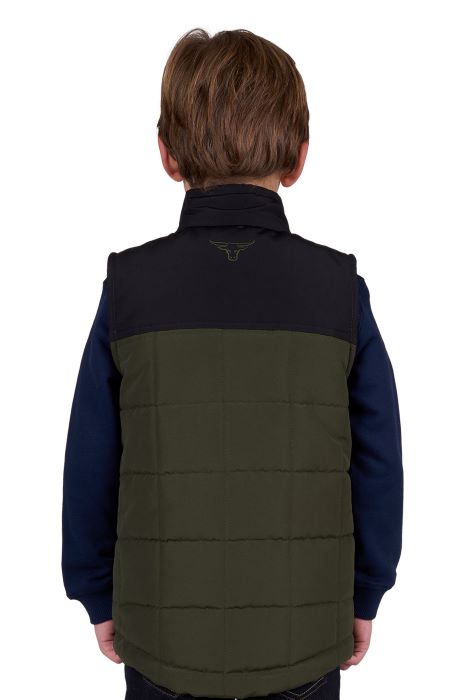 PURE WESTERN BOYS RALPH REVS VEST - GREEN/BLACK [SZ:8]