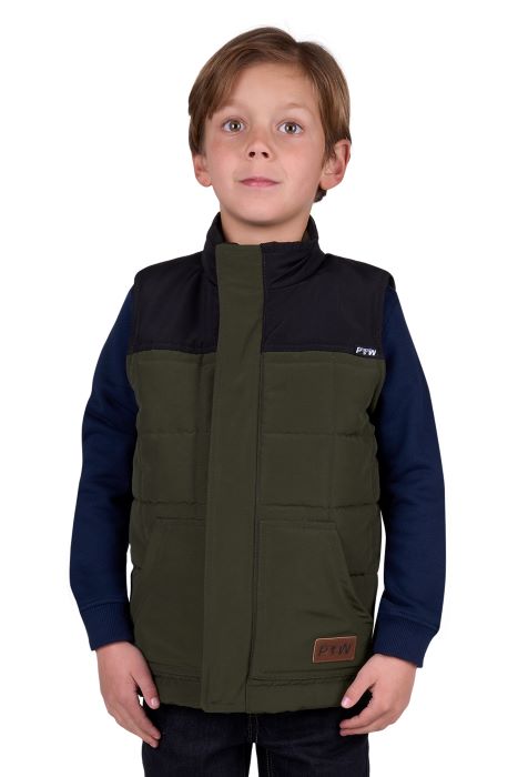 PURE WESTERN BOYS RALPH REVS VEST - GREEN/BLACK [SZ:8]