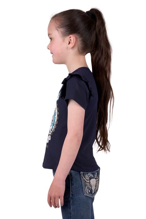 PURE WESTERN GIRLS MILLA SS TEE - NAVY [SZ:2]