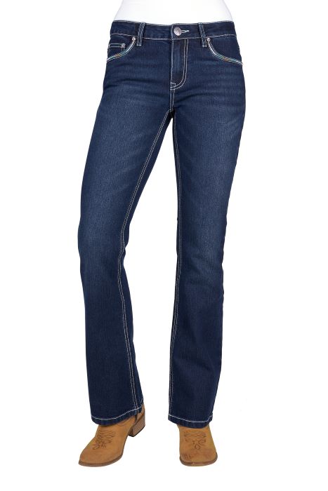 PURE WESTERN WOMENS MEG BOOT CUT JEAN 32L - EVENING SKY [SZ:6]
