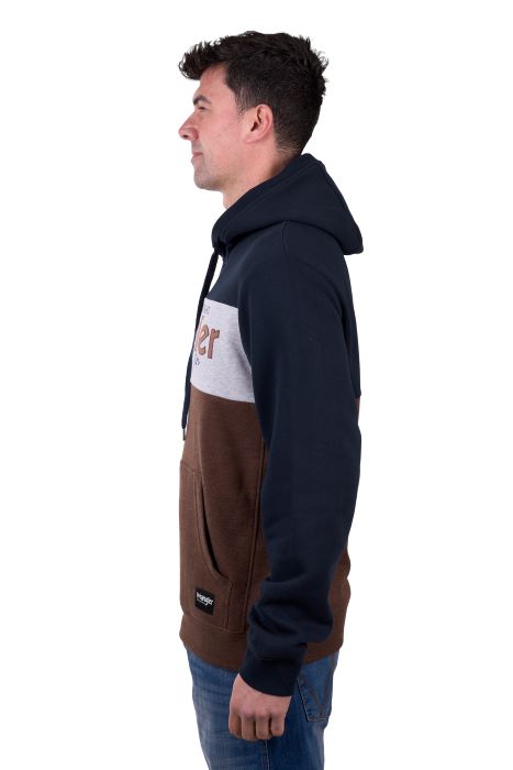 WRANGLER MENS PAUL HOODIE - NAVY/DARK TAN [SZ:XS]