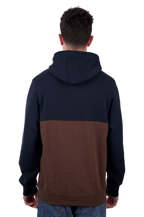 WRANGLER MENS PAUL HOODIE - NAVY/DARK TAN [SZ:XS]
