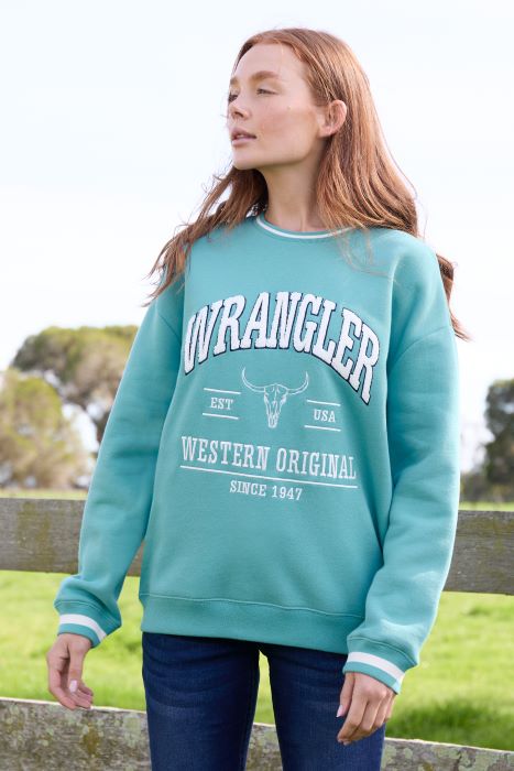 WRANGLER TABITHA WOMENS CREW - TURQUOISE [SZ:8]