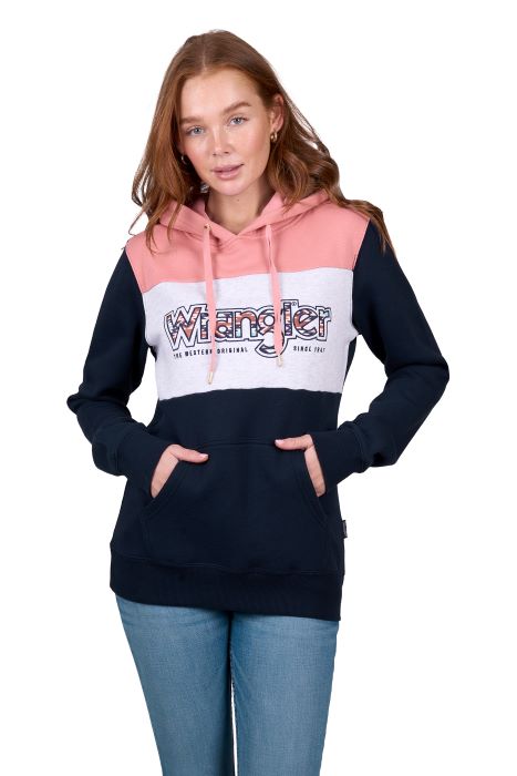 WRANGLER MINDY WOMENS HOODIE - NAVY/PINK [SZ:8]