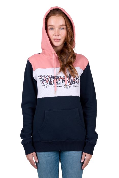 WRANGLER MINDY WOMENS HOODIE - NAVY/PINK [SZ:8]