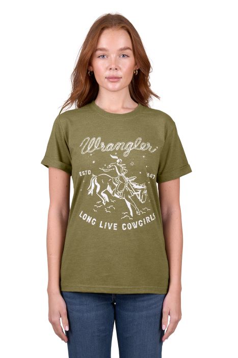 WRANGLER LAYLA WOMENS SS TEE - KHAKI MARLE [SZ:8]