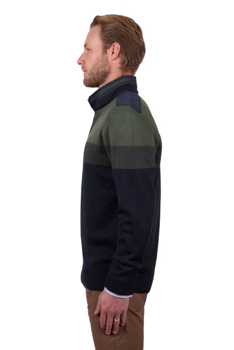 THOMAS COOK MENS ROY 1/4 ZIP JUMPER - NAVY/DARK GREEN [SZ:M]