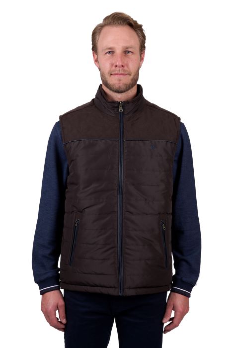 THOMAS COOK MENS NATHAN REVS VEST - DARK BROWN/NAVY [SZ:S]
