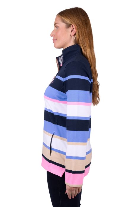 THOMAS COOK WOMENS ELENA 1/4 ZIP RUGBY - BLUE [SZ:8]