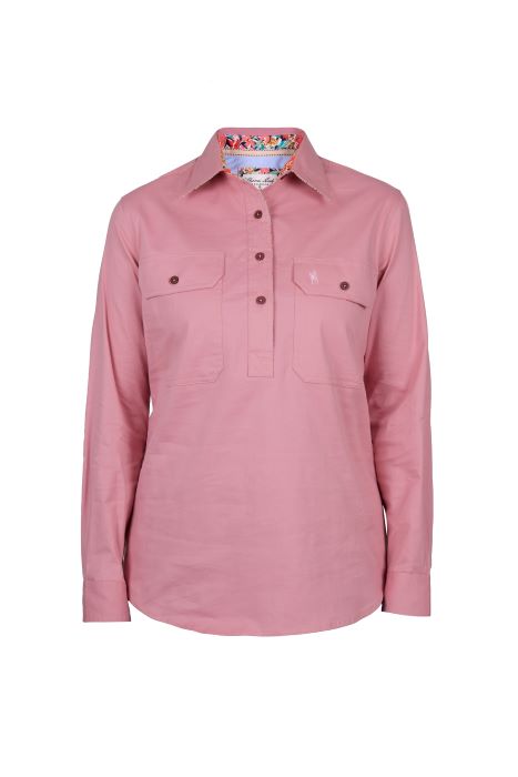 Thomas Cook Womens Stretch Drill Long Sleeve Shirt - Pink [sz:8]