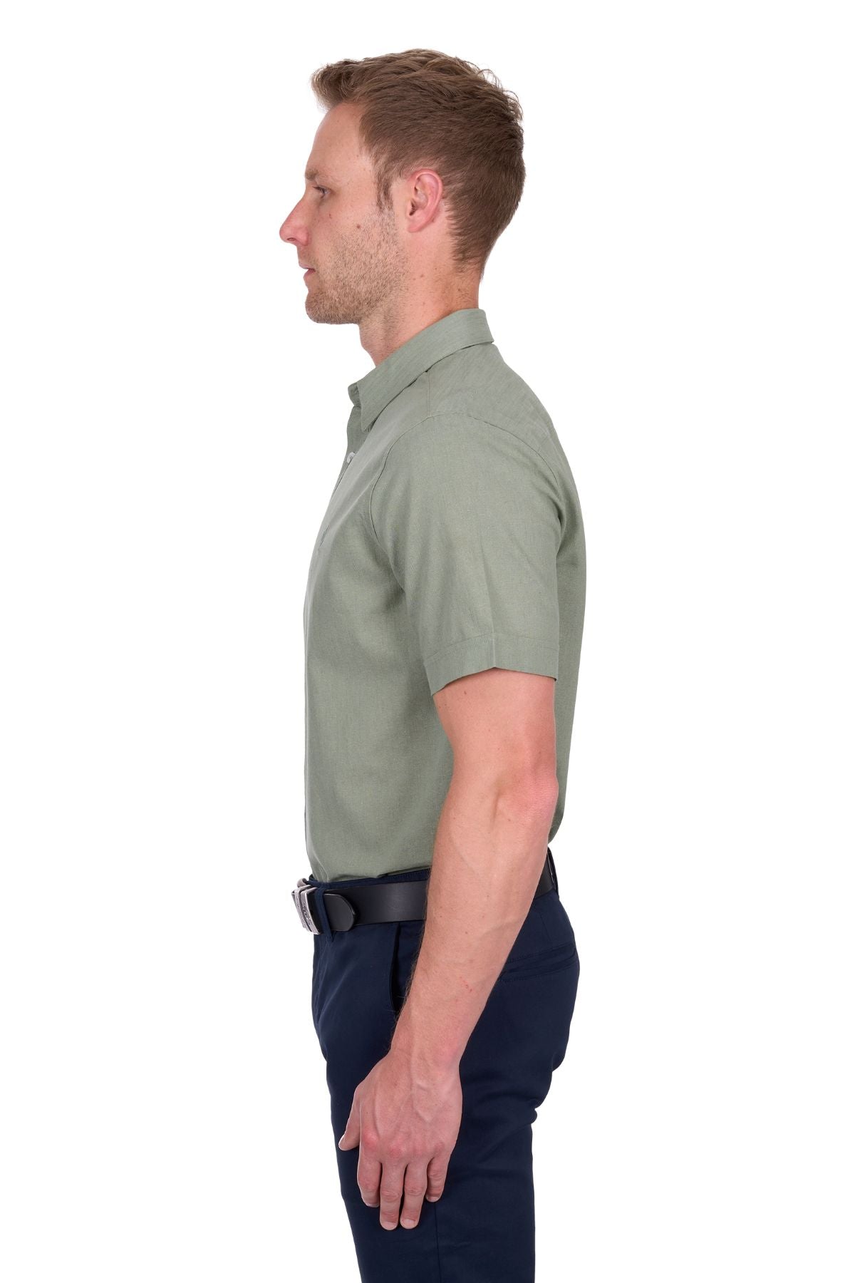 Thomas Cook Mens Linen Short Sleeve Shirt - Sage [sz:m]