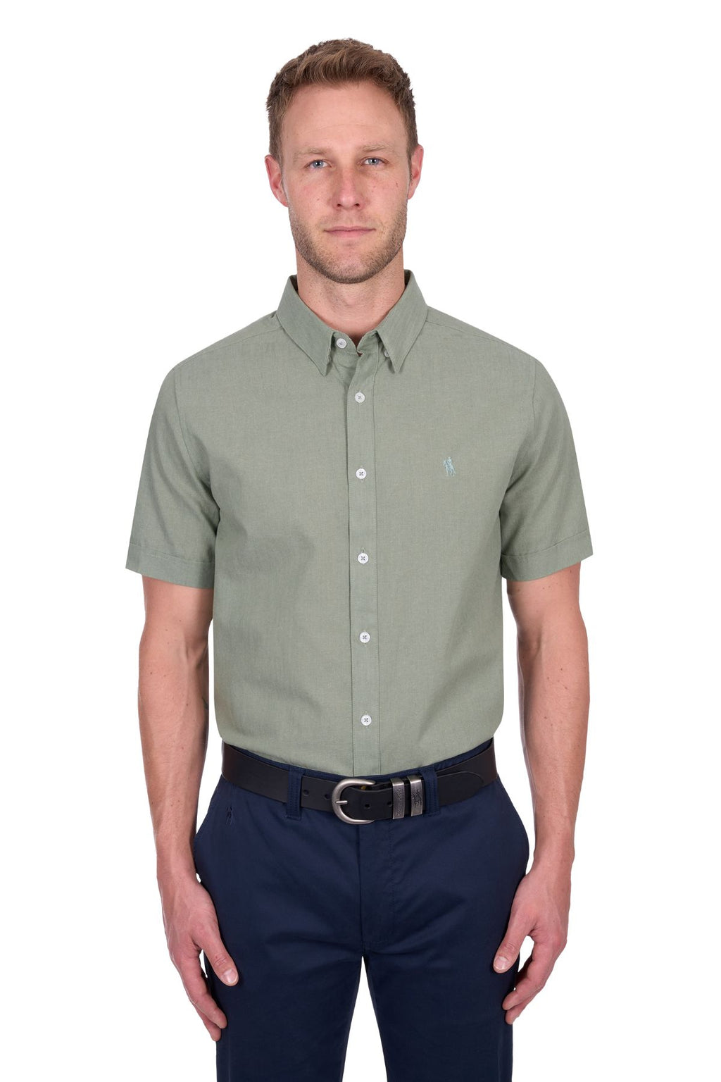 Thomas Cook Mens Linen Short Sleeve Shirt - Sage [sz:m]
