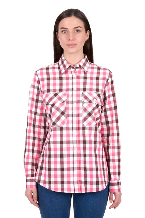 Hard Slog Womens Rachel Full Plkt Ls Shirt - Pink [sz:8]