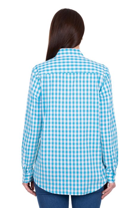 Hard Slog Womens Fay Full Plkt Ls Shirt - Blue/ White [sz:8]