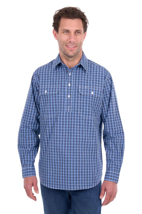 Hard Slog Mens Wyatt 1/2 Plkt Ls Shirt [sz:xs]