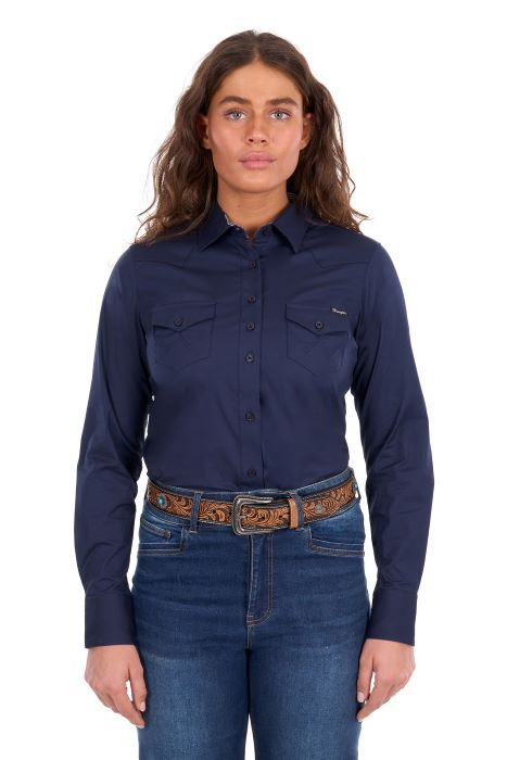 Wrangler Womens Hazel Ls Shirt - Navy [sz:8]