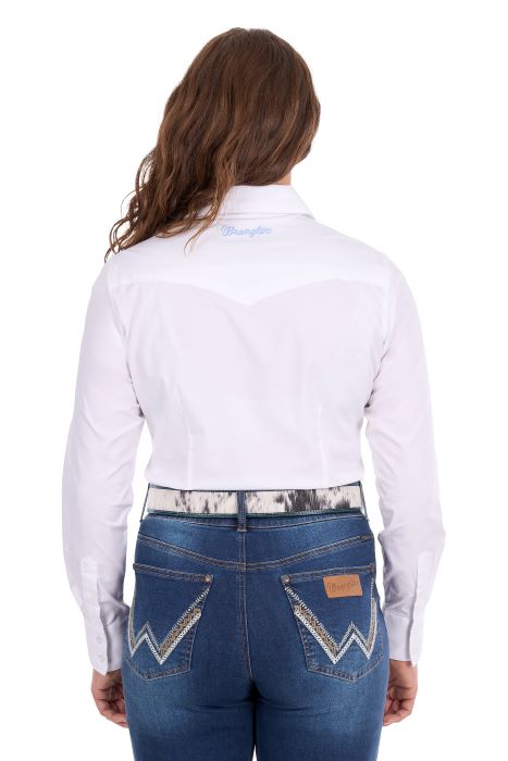 Wrangler Womens Hazel Logo Ls Shirt - White [sz:10]