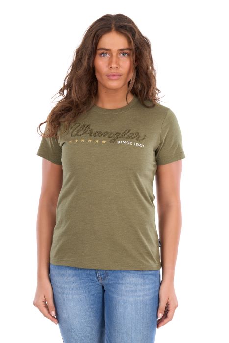 Wrangler Womens Lucy Ss Tee - Khaki Marle [sz:8]
