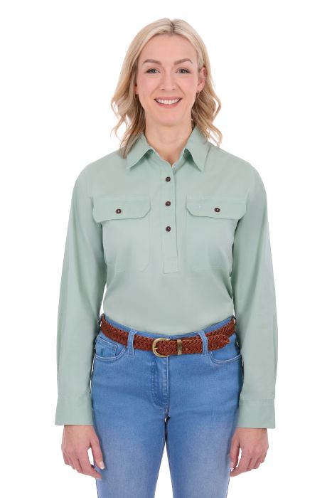 Thomas Cook Womens Stretch Drill Long Sleeve Shirt - Mint [sz:8]