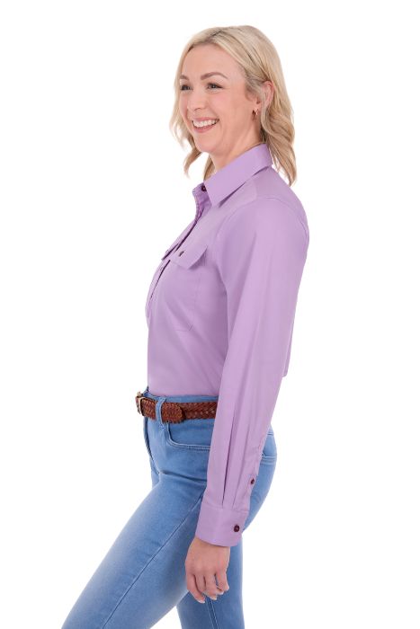 Thomas Cook Womens Stretch Drill Long Sleeve Shirt - Lilac [sz:8]