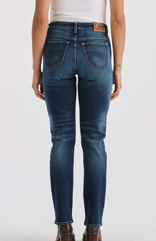 LEE LWM MID STRAIGHT WOMENS JEANS - AGED INDIGO [SZ:6]
